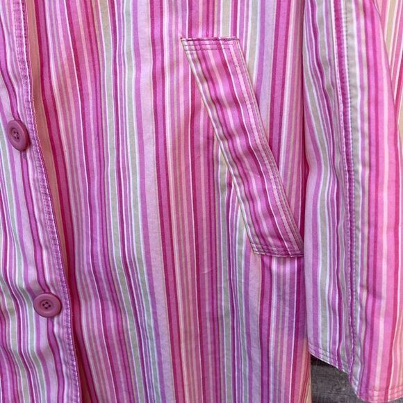 L.L.Bean bright pink striped 100% cotton jacket . - Picture 3 of 4